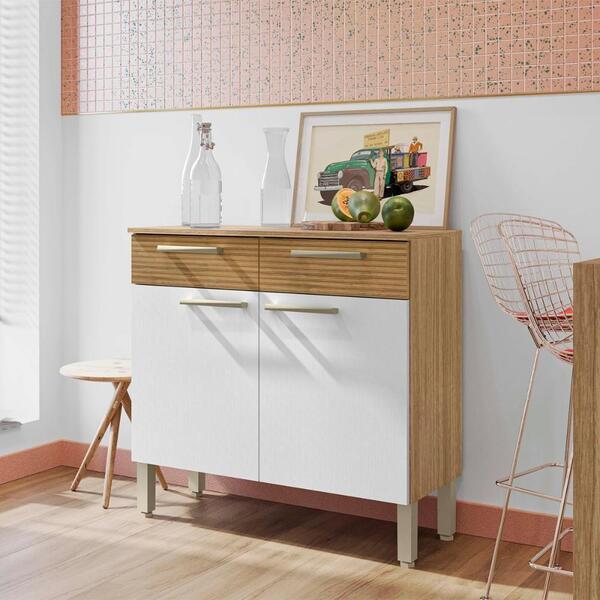 Balcão De Cozinha 90 Cm 2 Portas E 2 Gavetas Freijó