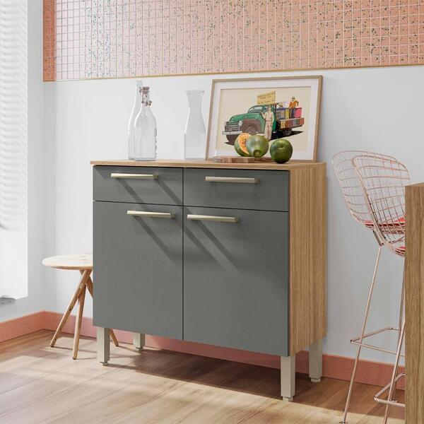 Balcão De Cozinha 90 Cm 2 Portas E 2 Gavetas Freijó