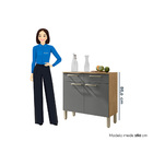 Balcão De Cozinha 90 Cm 2 Portas E 2 Gavetas Freijó