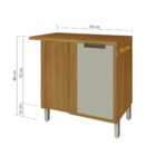 Balcão de Cozinha 1 Porta de Abrir 93x86x52cm MDF Freijó e Off White Turquesa Nesher