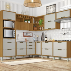 Balcão de Cozinha 1 Porta de Abrir 93x86x52cm MDF Freijó e Off White Turquesa Nesher