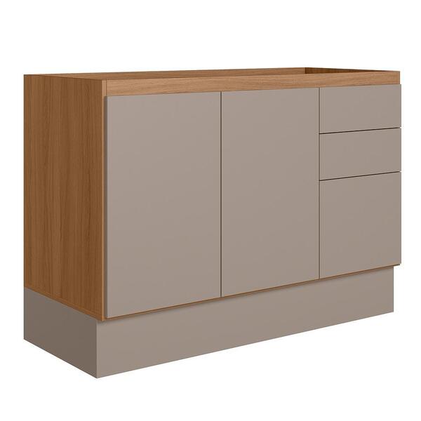 Balcão De Cozinha Acácia Touch 120cm Com Rodapé E Sem Tampo -