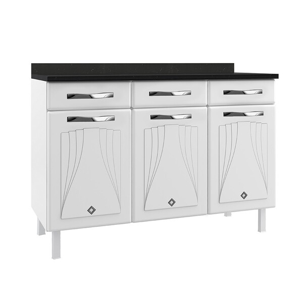 Balcão De Cozinha Aço Com Tampo Star New 3 Portas 3 Gavetas B