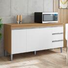 Balcão De Cozinha Ambiente Andréia Com Tampo 150cm Amêndoa Br