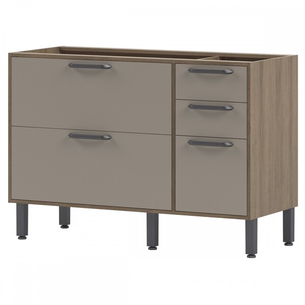 Balcão De Cozinha Amêndoa 2 Portas 3 Gavetas Mel/fumê 909102