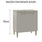Balcão De Cozinha Amichi 2 Portas 3 Gavetas Legno/cinza Bp380
