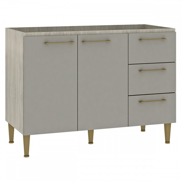 Balcão De Cozinha Amichi 2 Portas 3 Gavetas Legno/cinza Bp380