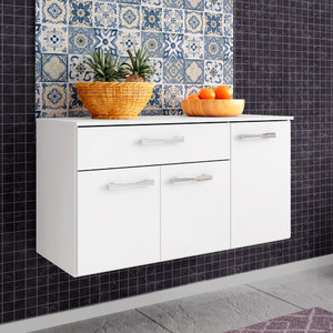 Balcao De Cozinha Anita Suspenso 1 Gaveta E 2 Portas Poquema Branco Branco Leroy Merlin