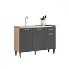 Balcão De Cozinha Atenas Com Pia Inox 3 Portas 1 Gaveta - Ara