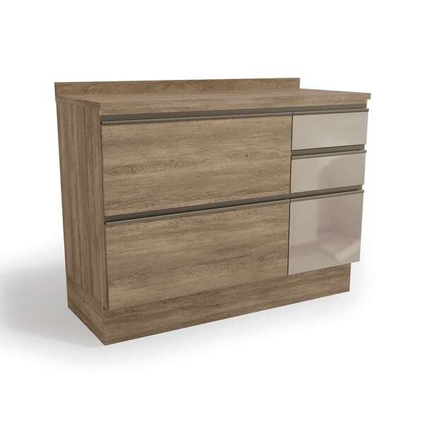 Balcão De Cozinha Bruges Com Tampo 1 Pt 4 Gv Nogal