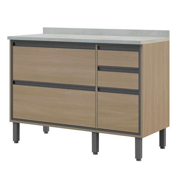 Balcão De Cozinha Canela Com Tampo 1 Pt 4 Gv Salina 120 Cm