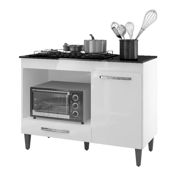 Balcão De Cozinha Carla Com Tampo Mdp Onix Para Cooktop Com P