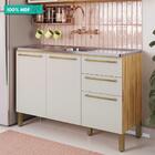 Balcão De Cozinha Com 3 Portas 2 Gavetas Sem Tampo 100% Mdf N