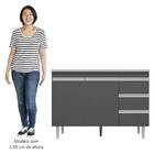 Balcão De Cozinha Com Pia Inox 100cm 3 Gavetas Andréia Cinza