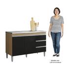 Balcão De Cozinha Com Pia Inox 120cm 3 Gavetas Andréia Amêndo