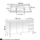 Balcão De Cozinha Com Pia Inox 160cm 3 Gavetas Andréia Amêndo