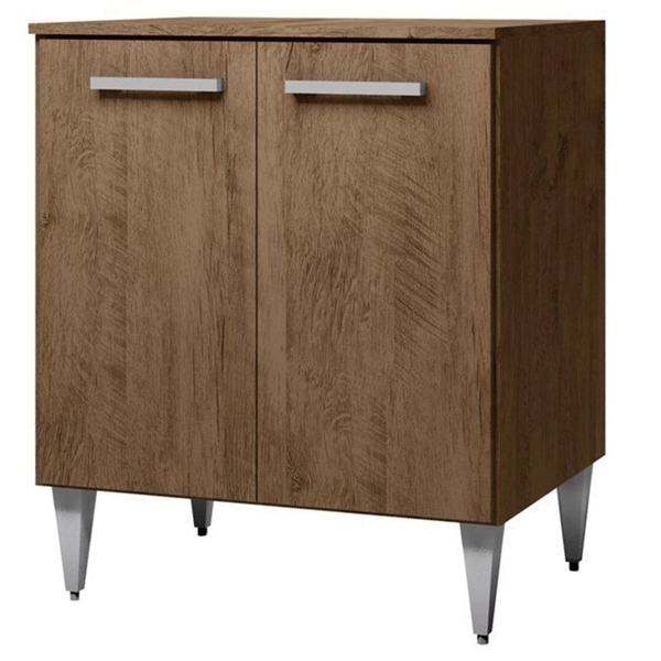 Balcão De Cozinha Com Tampo 02 Portas 70 Cm Milla Castanho