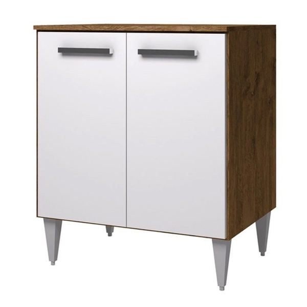 Balcão De Cozinha Com Tampo 02 Portas 70 Cm Milla Castanho Br