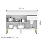 Balcão De Cozinha Com Tampo 1,20m 3 Portas 1 Gaveta Branco