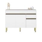 Balcão De Cozinha Com Tampo 1,20m 3 Portas 1 Gaveta Branco