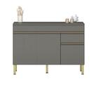 Balcão De Cozinha Com Tampo 1,20m 3 Portas 1 Gaveta Cinza