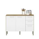 Balcão De Cozinha Com Tampo 1,20m 3 Portas 2 Gaveta Freijó /