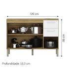 Balcão De Cozinha Com Tampo 1,20m 3 Portas 2 Gaveta Freijó /