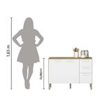 Balcão De Cozinha Com Tampo 1,20m 3 Portas 2 Gaveta Freijó /