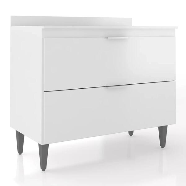 Balcão De Cozinha Com Tampo 100cm Pérola Branco Z34 - Mpozena