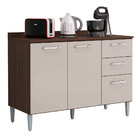 Balcão De Cozinha Com Tampo 120cm 3 Portas 2 Gavetas Livy P11