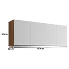 Balcão De Cozinha Com Tampo 150cm E Armário Aéreo Andreia Amê