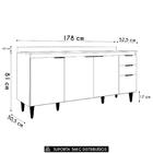 Balcão De Cozinha Com Tampo 180cm Pérola Branco Z34         -