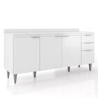 Balcão De Cozinha Com Tampo 180cm Pérola Branco Z34         -