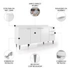 Balcão De Cozinha Com Tampo 180cm Pérola Branco Z34         -