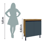 Balcão De Cozinha Com Tampo 2 Portas 0,70m Pérola Castanho/gr