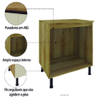 Balcão De Cozinha Com Tampo 2 Portas 0,70m Pérola Castanho/of