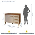 Balcão De Cozinha Com Tampo 2 Portas 3 Gavetas Atenas  Nature