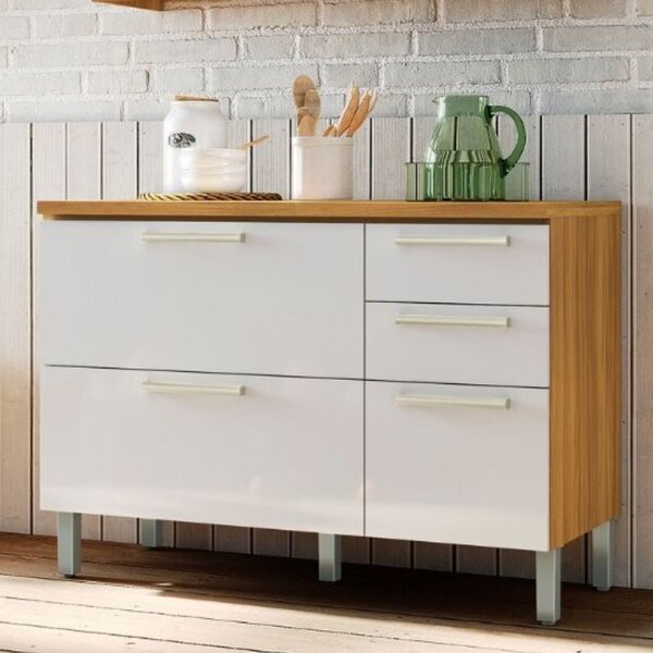 Balcão De Cozinha Com Tampo 2 Portas 3 Gavetas Burguesa Premi