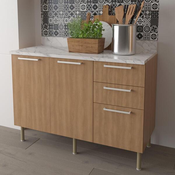 Balcão De Cozinha Com Tampo 2 Portas E 3 Gavetas 120cm Multim
