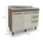 Balcão De Cozinha Com Tampo 2 Pt 3 Gv Tannat E Legno Crema