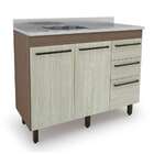 Balcão De Cozinha Com Tampo 2 Pt 3 Gv Tannat E Legno Crema