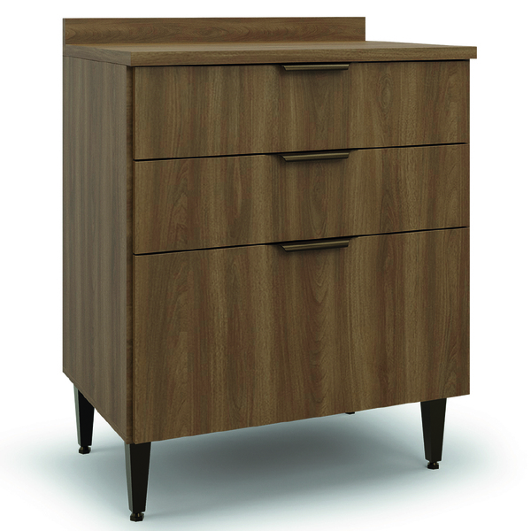 Balcão De Cozinha Com Tampo 3 Gavetas 0,67m Nogal Paris Batrol