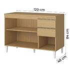 Balcão De Cozinha Com Tampo 3 Portas 2 Gavetas 1,20m Clara At