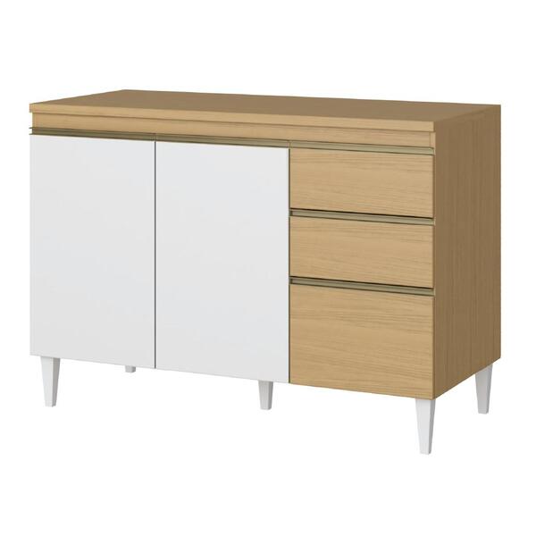 Balcão De Cozinha Com Tampo 3 Portas 2 Gavetas 1,20m Clara At