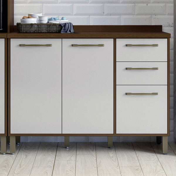Balcão De Cozinha Com Tampo 3 Portas 2 Gavetas 120 Cm Áustria