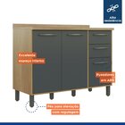 Balcão De Cozinha Com Tampo 3 Portas 2 Gavetas 120cm Austria