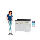 Balcão De Cozinha Com Tampo 3 Portas 3 Gavetas Diamante  Bran