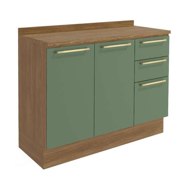 Balcão De Cozinha Com Tampo Botanic 2 Pt 3 Gv Verde Oliva E N