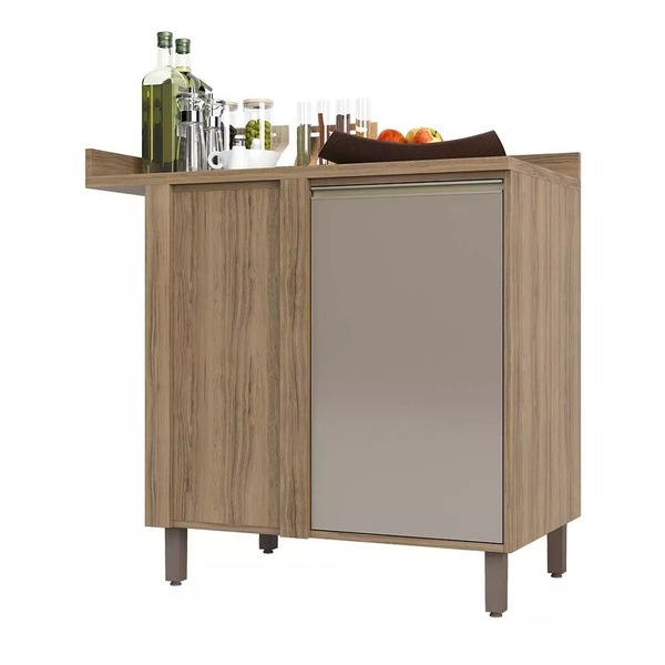 Balcão De Cozinha Com Tampo Canto Reto 95 Cm 1 Porta De Abrir