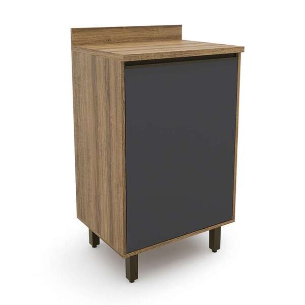 Balcão De Cozinha Com Tampo Confort 1 Pt Cinamomo E Grafite